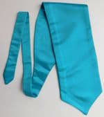 Turquoise single wing satin cravat self tie style mens smart neckwear blue aqua